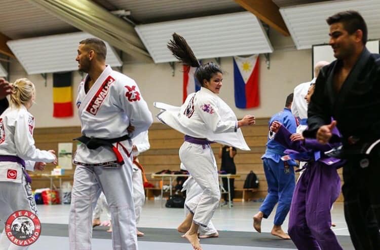 Team Carvalho members training Brazilian Jiu-Jitsu in gi